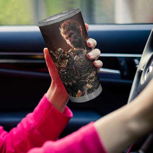 20oz Portable Car Cup, Stainless Steel Insulated Ice Cup, Black Myth Wukong