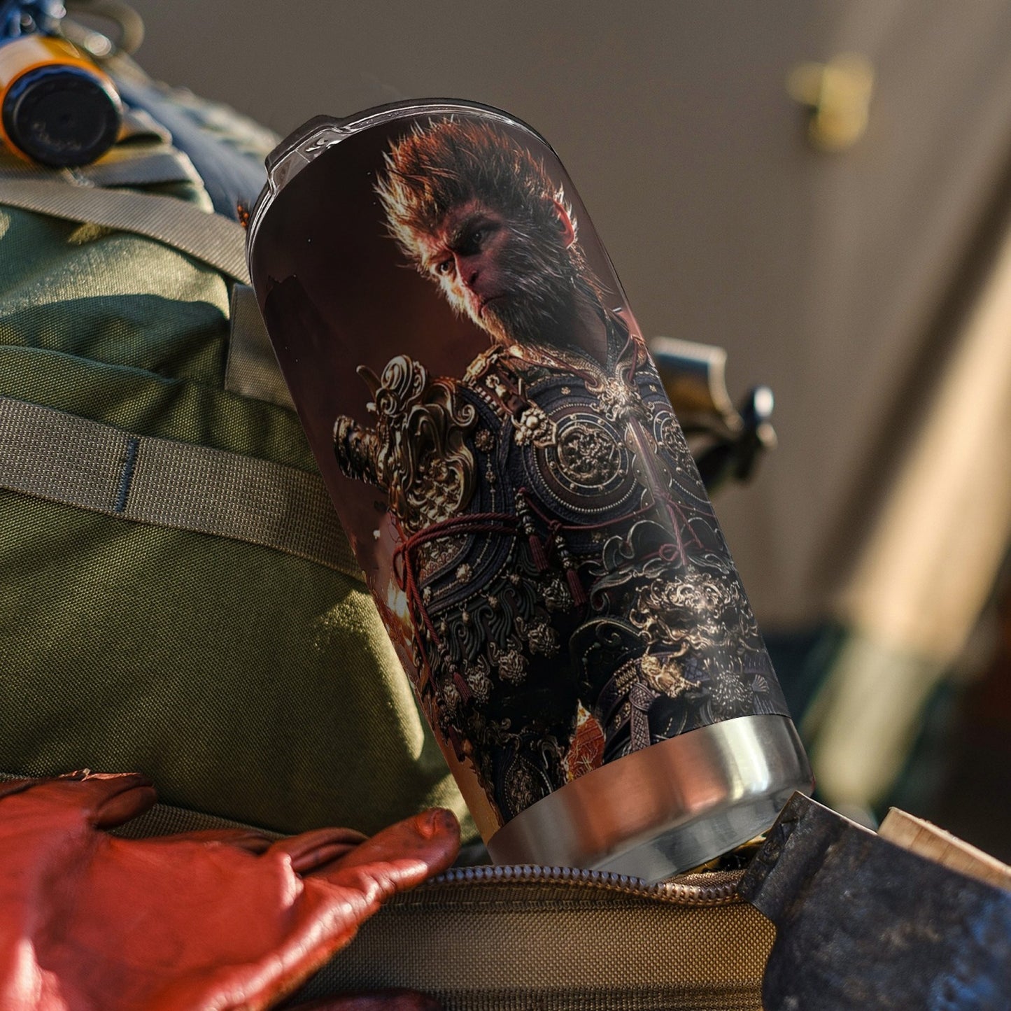 20oz Portable Car Cup, Stainless Steel Insulated Ice Cup, Black Myth Wukong