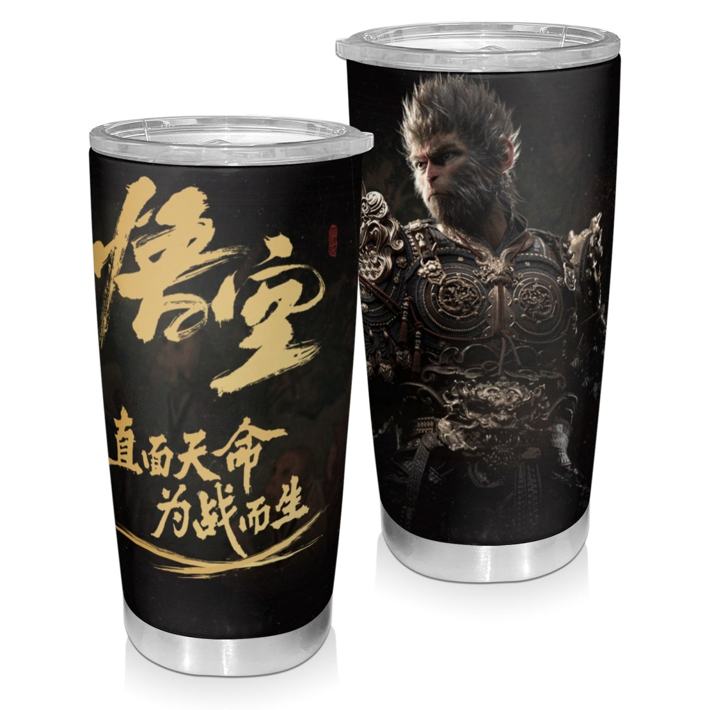 20oz Portable Car Cup, Stainless Steel Insulated Ice Cup, Black Myth Wukong