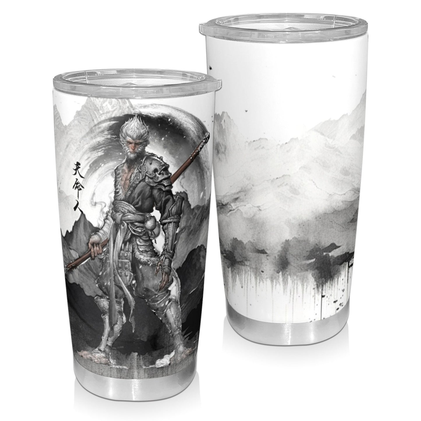 20oz Portable Car Cup, Stainless Steel Insulated Ice Cup, Black Myth Wukong