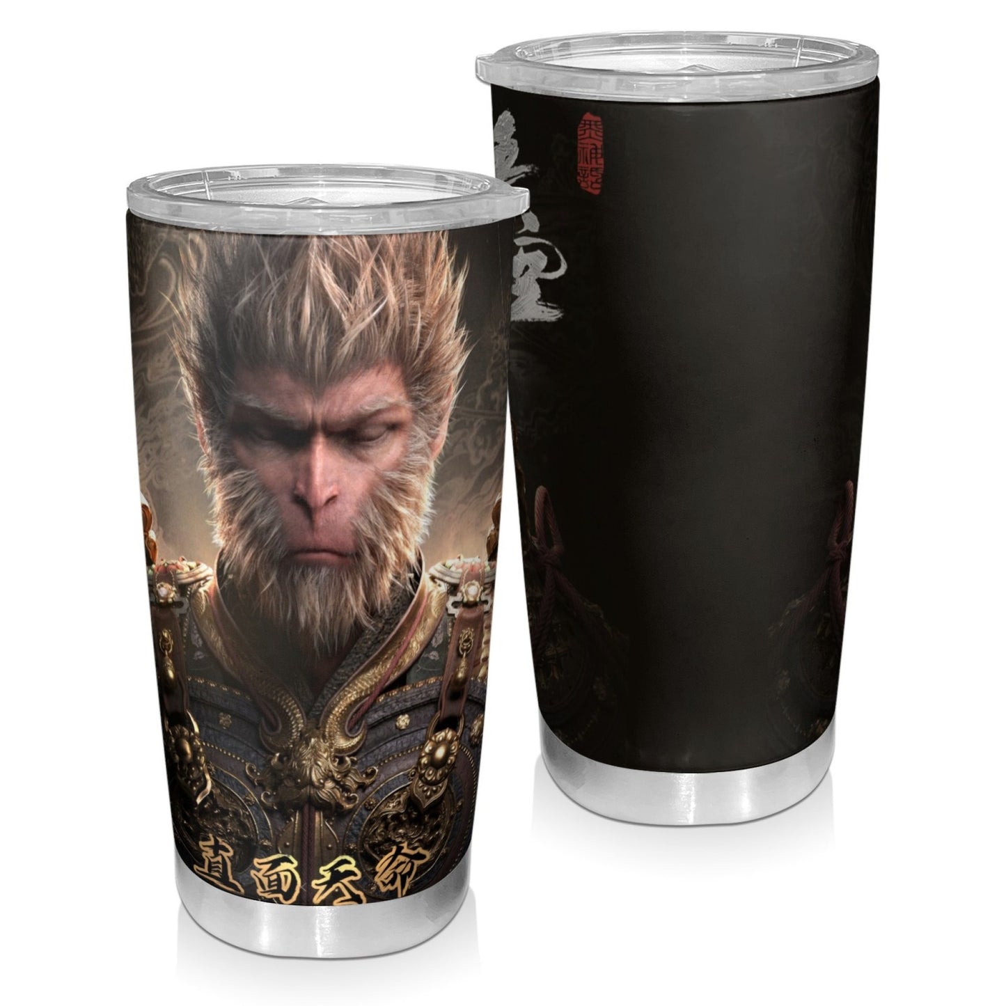 20oz Portable Car Cup, Stainless Steel Insulated Ice Cup, Black Myth Wukong
