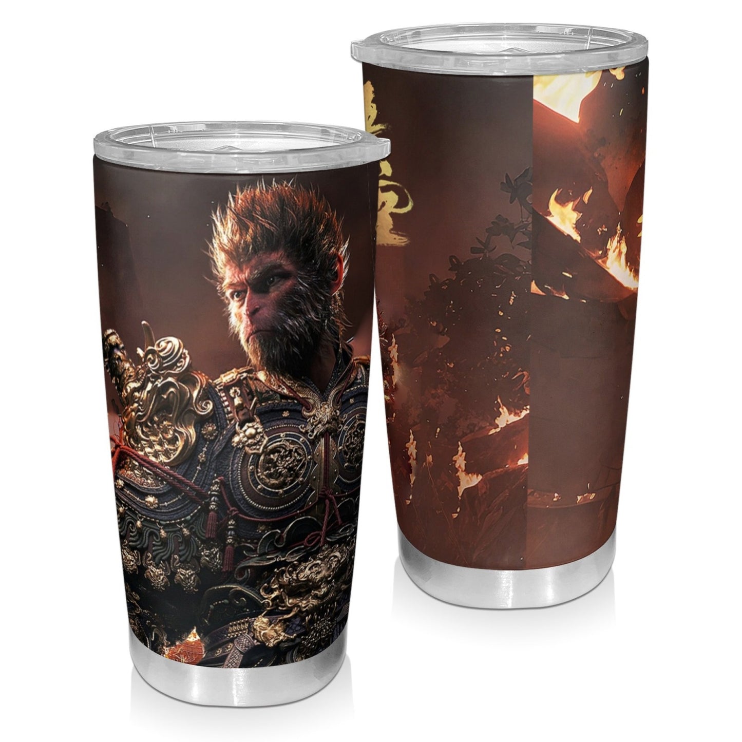 20oz Portable Car Cup, Stainless Steel Insulated Ice Cup, Black Myth Wukong