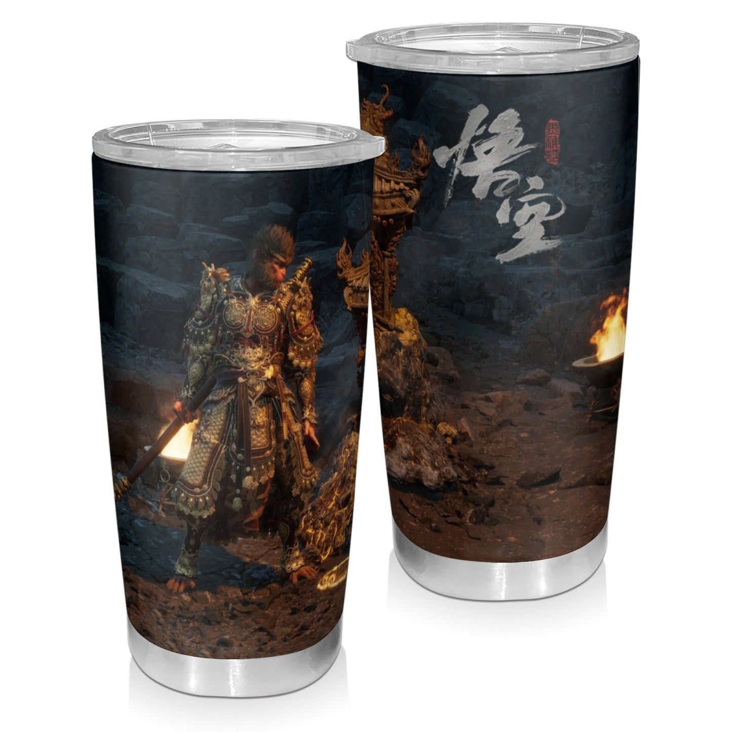 20oz Portable Car Cup, Stainless Steel Insulated Ice Cup, Black Myth Wukong