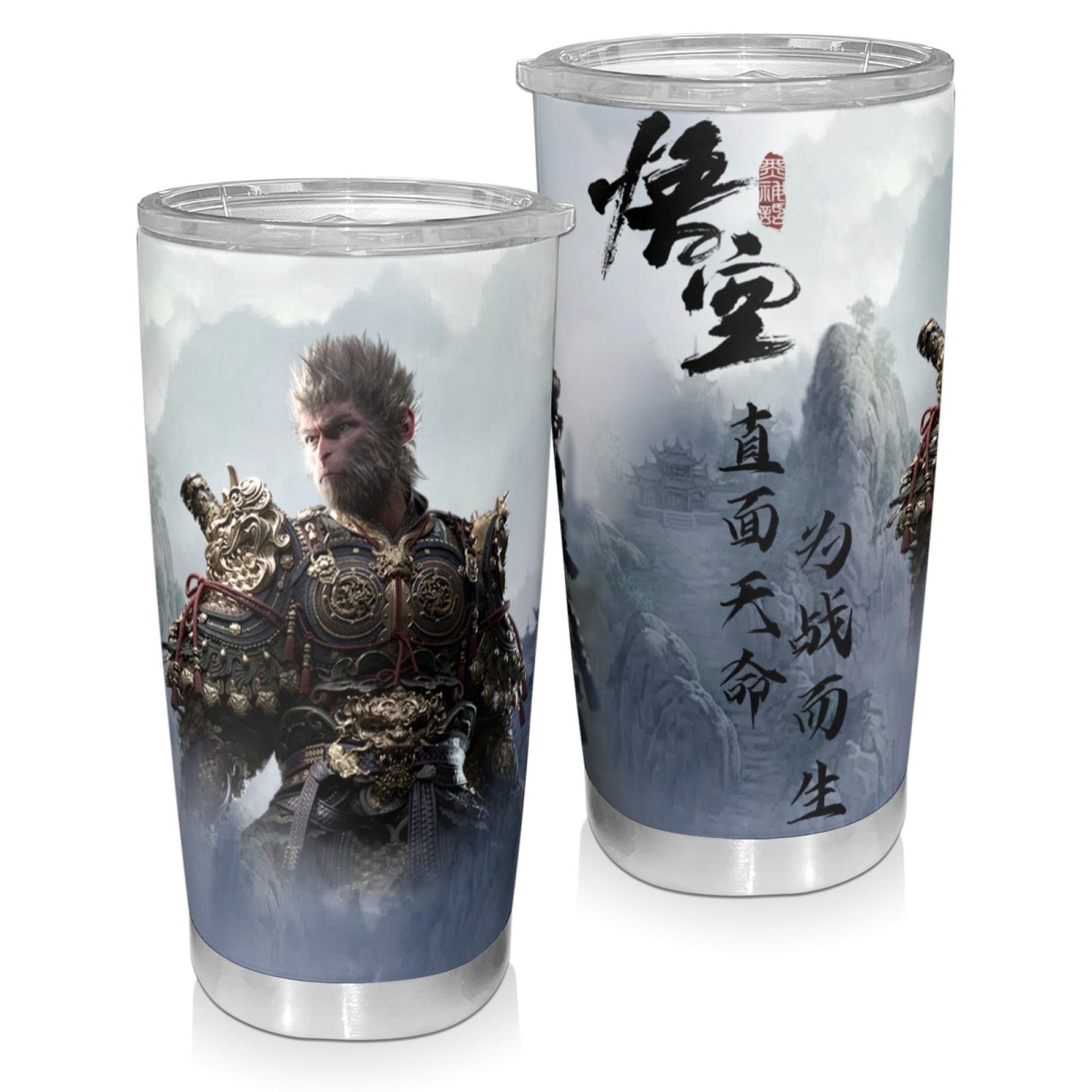 20oz Portable Car Cup, Stainless Steel Insulated Ice Cup, Black Myth Wukong