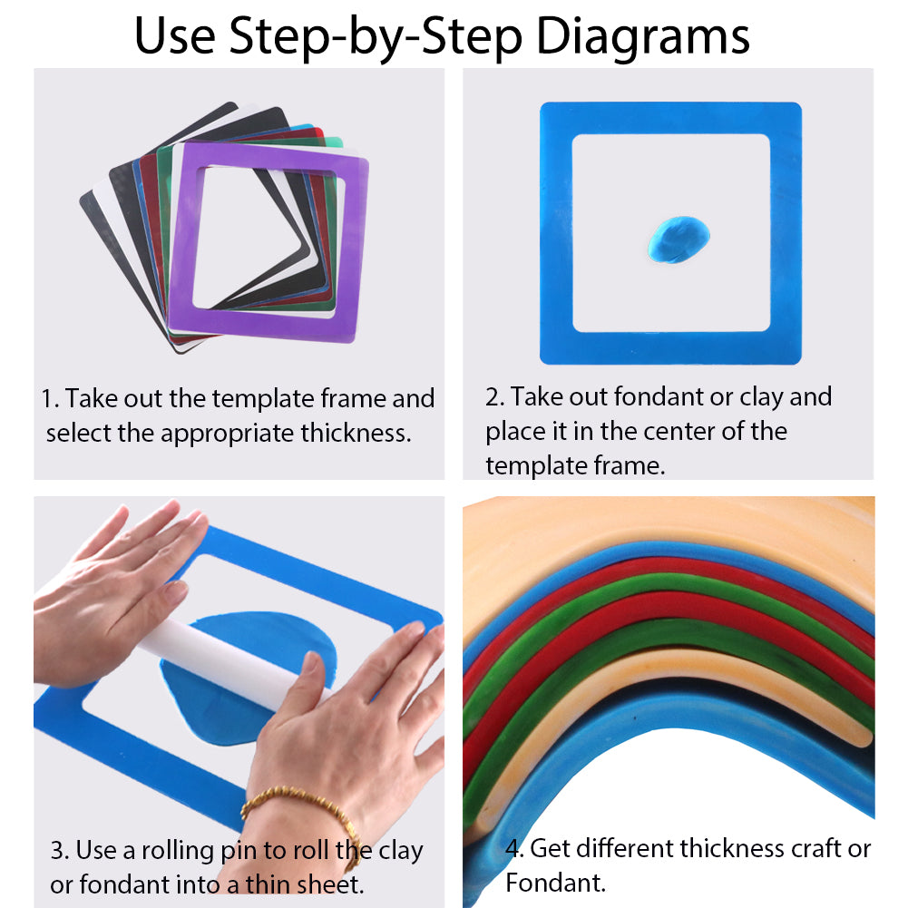 Clay Rolling Frame Set- 8 Thickness Fondant Roller Depth Guide