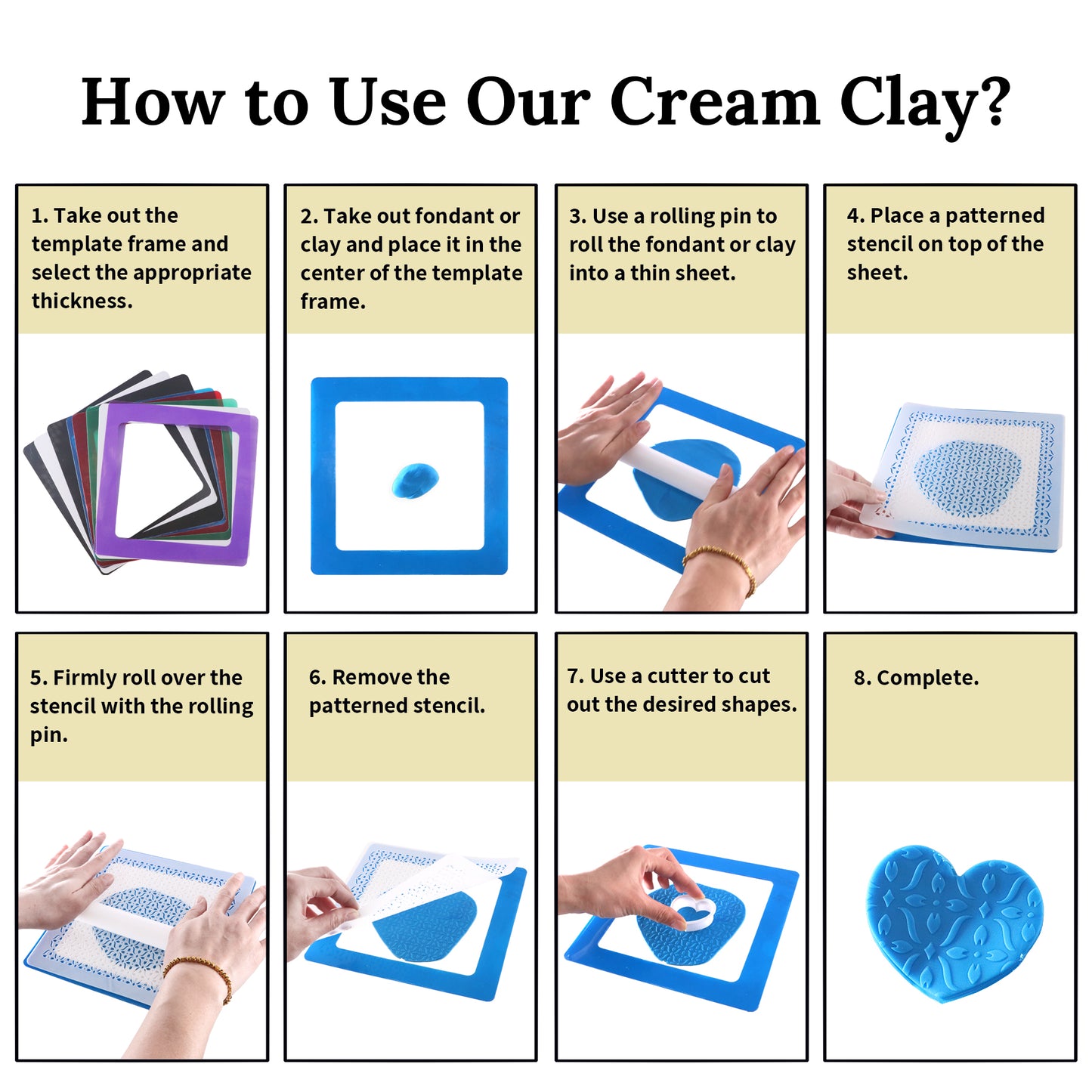 Clay Rolling Frame Set- 8 Thickness Fondant Roller Depth Guide